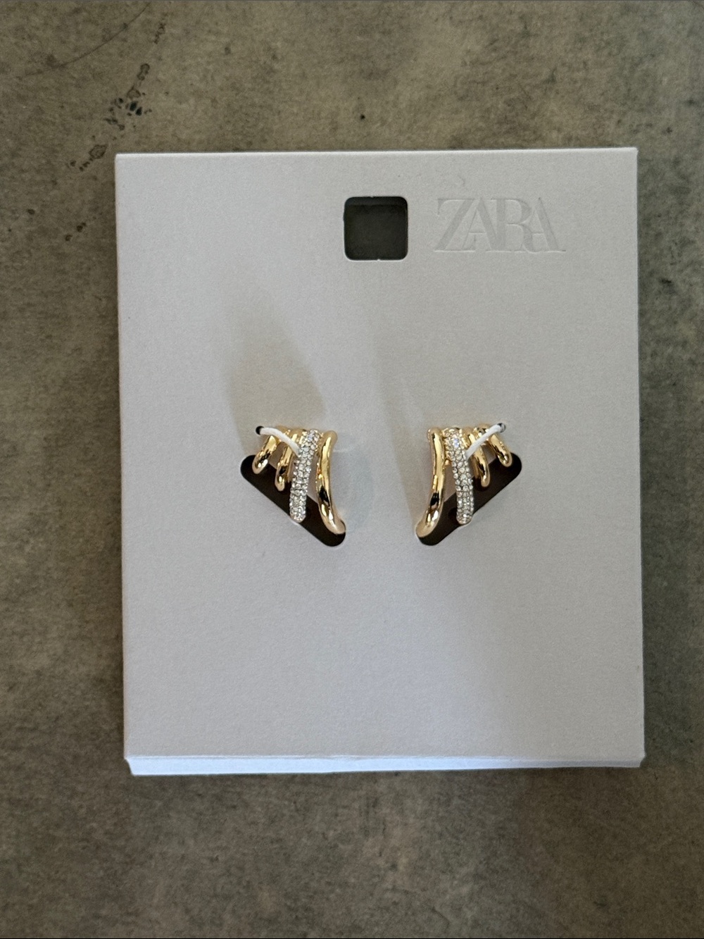 ZARA Gold and Crystal cuff like pierced earrings